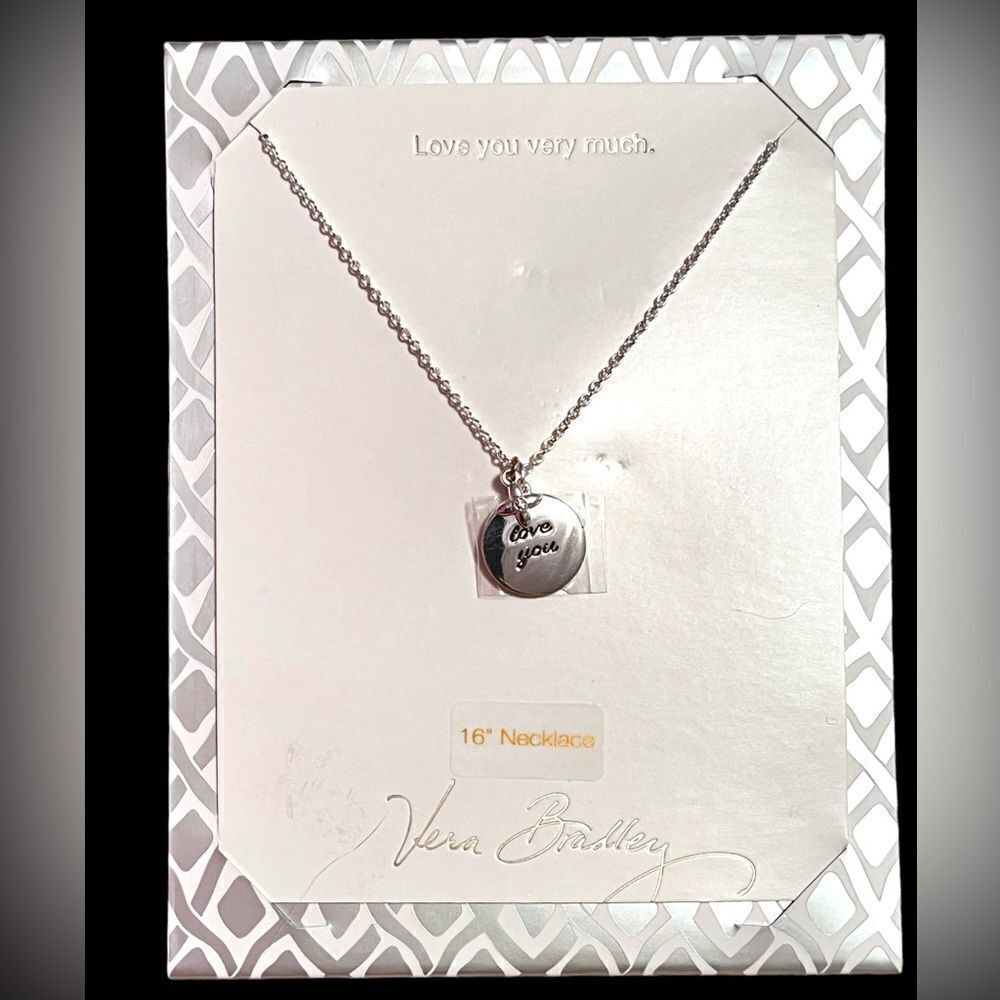 NWT Vera Bradley Love You Very Much Silver Tone Pendant Necklace